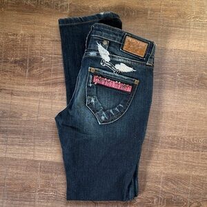 Robin's Jean Dark Blue Low Rise Straight Leg Jeans